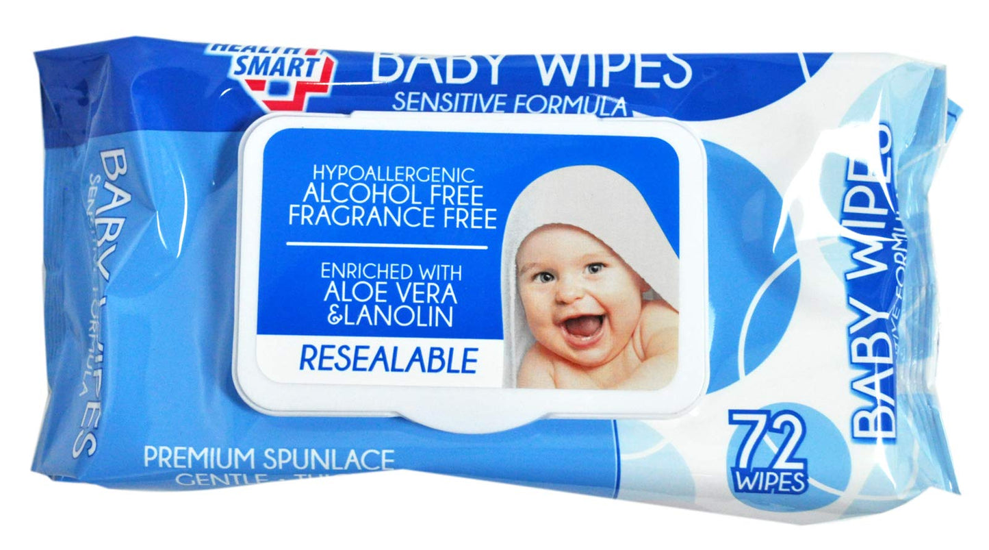 Health Smart Baby Wipes with Resealable Lid Blue