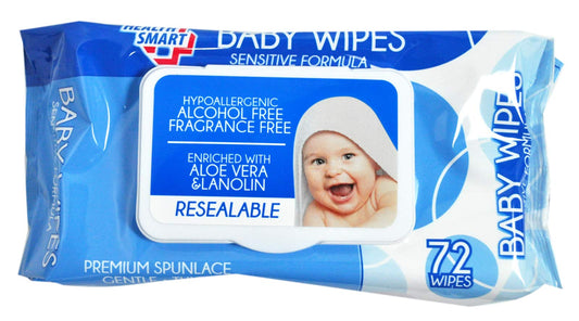 Health Smart Baby Wipes with Resealable Lid Blue