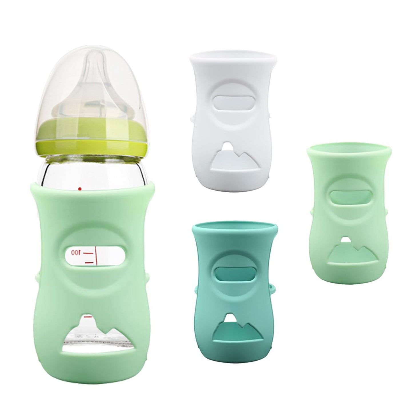 Natural Silicone Baby Bottle Cover Anti-Breakage Baby Bottle Holder Compatible with Philips Avent Natural Glass Baby Bottles Food Grade Silicone Bottle Cover (3 Pack8 Ounce)