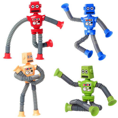 SYSAMA 4 Pcs Shape Changing Robot Toy Telescopic Pop Tubes Sensory Toys for Kids with Autism ADHD Fidget Baby Toys for Anxiety Kids Toddlers for 3-9 Year Old Boys Girls