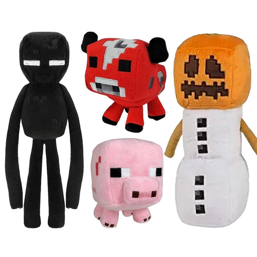 XSLWAN Snow Golem Plush Toys ，Baby Pig，Baby Mooshroom Plush and Enderman Game Plush Stuffed Toys for GIF