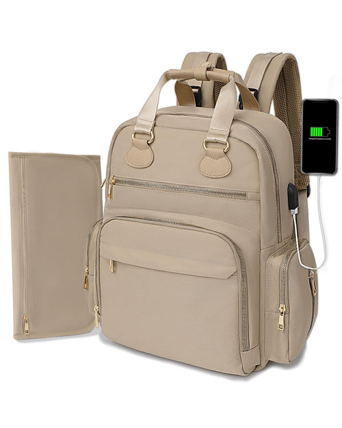 ILCOLPO Diaper Bag Backpack Baby Diaper Bag with 17 Pockets Travel Baby Bag Backpack for Girl Boy Large Diaper Bag with Changing Pad & USB Charging Port & Wet Dry Bag Khaki